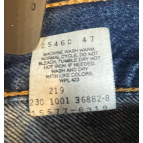 Levis 577 Jeans Womens 32 Medium Blue Loose Fit Lower Rise Crop Raw Hem Straight - Picture 7 of 11
